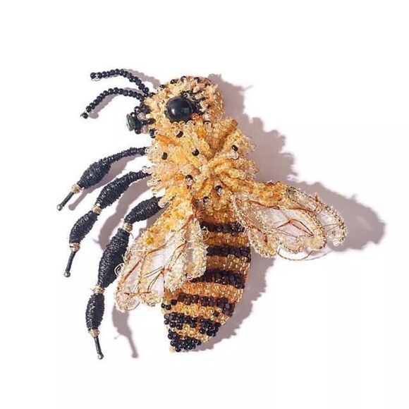 Deepa Gurnani Jewelry - Deepa Gurnani Honeybee Brooch In Yellow - NWT - Jewelry Pouch Included